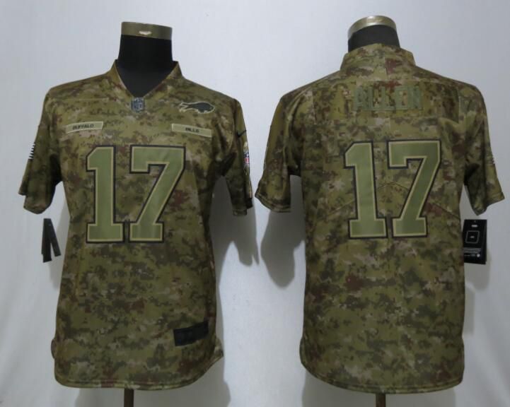 Women Buffalo Bills #17 Allen Nike Camo Salute to Service Limited Jersey
